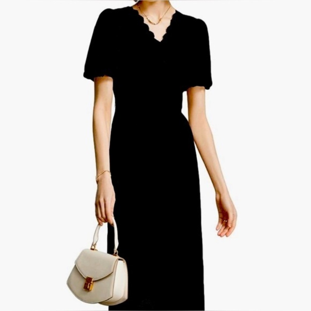 Elegant Black Scalloped Dress